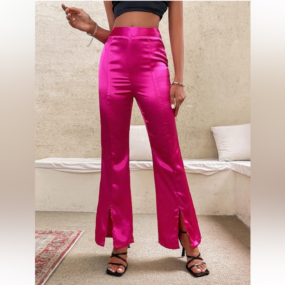 NWT No Label Size L Hot Pink High Waisted Trousers